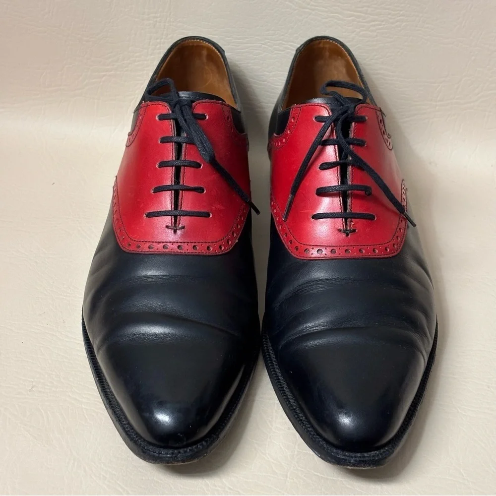 J. Fitzpatrick Stefano Redux Red/Black calf Saddle Shoes Size 11E